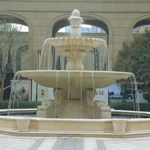 四川 黄金麻花岗岩异型加工——户外庭院石雕流水喷泉