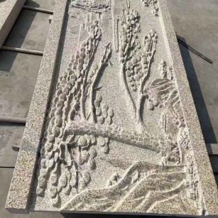 四川 黄金麻雕刻板浮雕迎客松