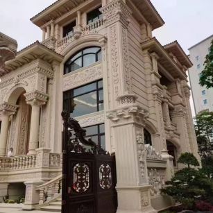 四川 黄金麻花岗岩别墅外墙干挂效果展示