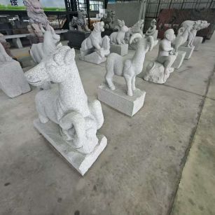 四川 芝麻白花岗岩造型立体雕刻——十二生肖