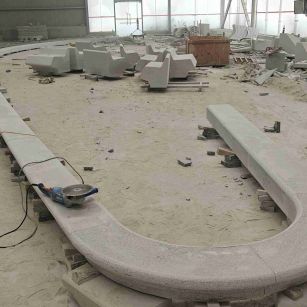 四川 芝麻白花岗岩弧形花坛石，坐凳石