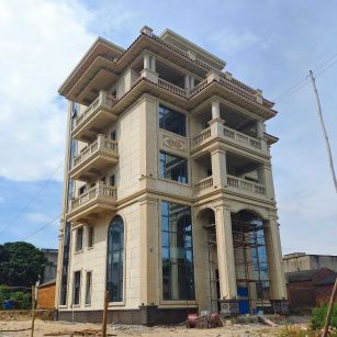 四川 黄金麻花岗岩石材别墅外墙干挂搭配（雕花栏杆花瓶柱门楼罗马柱）