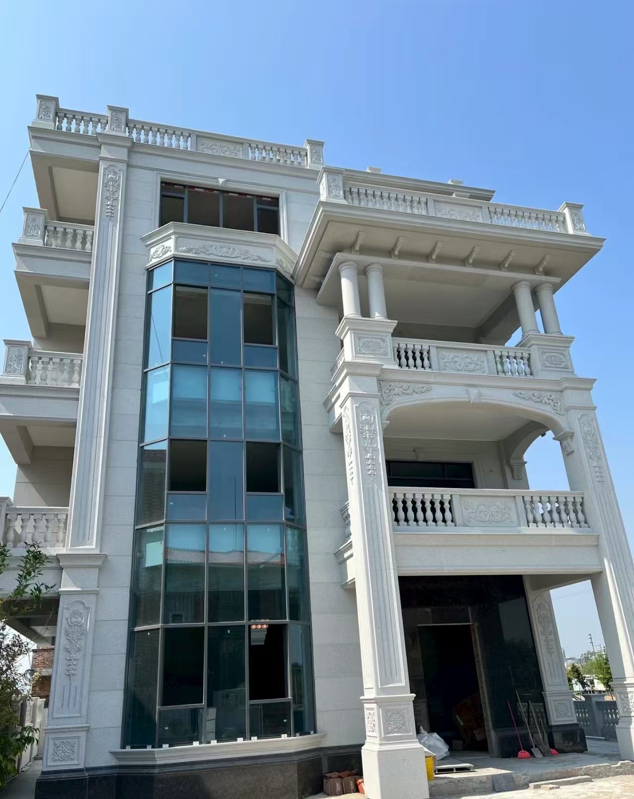 四川 白麻花岗岩别墅外墙干挂效果展示