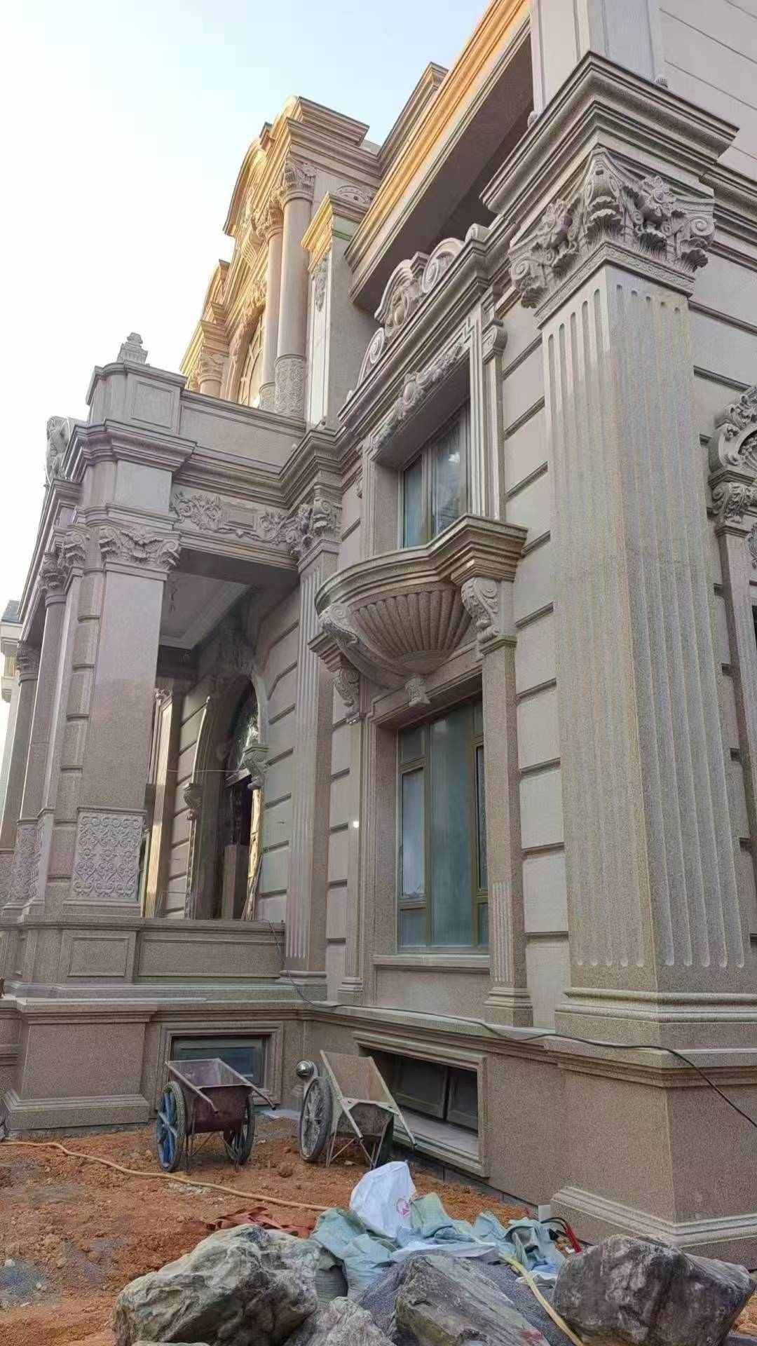 四川 黄金麻花岗岩光面别墅外墙干挂施工完成